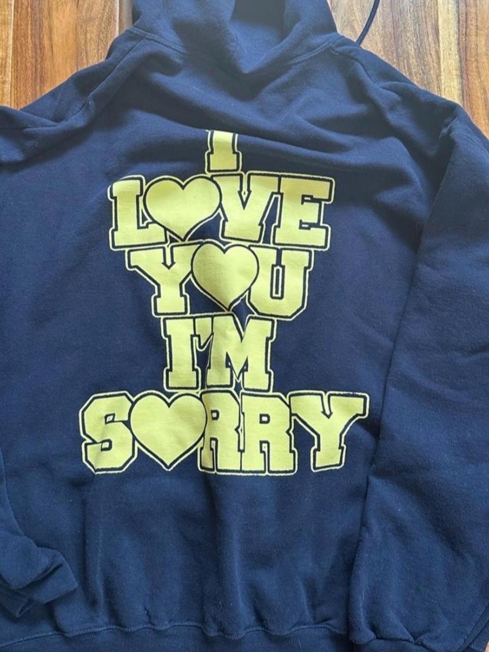 GRACIE ABRAMS Navy Graphic ZIP UP I LOVE YOU IM SORRY